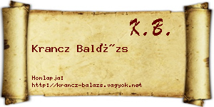 Krancz Balázs névjegykártya