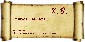 Krancz Balázs névjegykártya